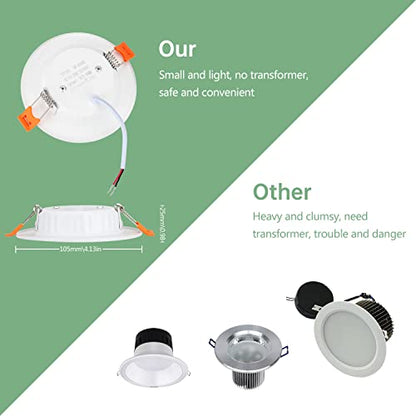 Tofisr LED recessed Ceiling Light,5W Warm White Light 2700K,Round Metal Downlights for Ceiling,220V-240V,Cutout 75-95mm,Ultra Slim Round Spotlights