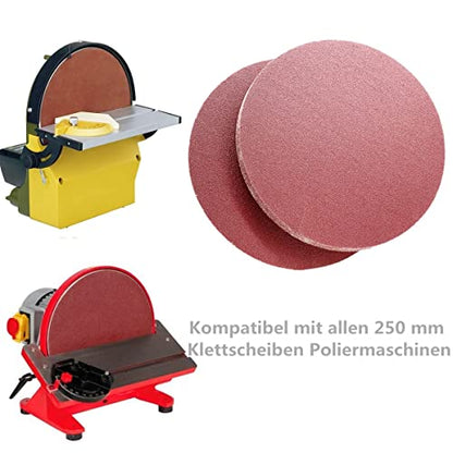 FEIHU 250mm Sanding Discs, Aluminium Oxide, Black, Hook & Loop, Grit 60/100/120/180/240/320, For Sander Polishers, Pack of 30