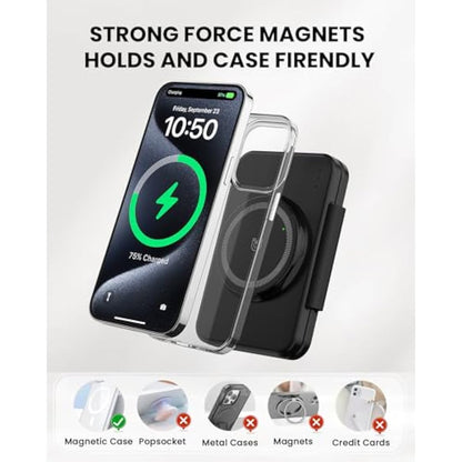 GEEKERA Charger for MagSafe, 3 in 1 Wireless Charging Station for iPhone 16/15/14/13/12/Pro Max, Magnetic Charger Stand for Apple Watch Ultra-2, Multi Travel Charging Dock for AirPods Pro 2-2-Black