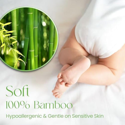 Crib Mattress Protector 50x90cm – Waterproof 100% Bamboo Baby Mattress Protector – Soft Breathable Fitted Cot Cover for Crib – Hypoallergenic and Washable Sheet for Infant Bedding