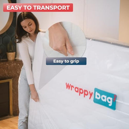 WRAPPYBAG – Protective Plastic Mattress Case/Mattress Bag — Single Size — Waterproof, Anti-Tear Storage Bag — For House Moves, Storage and Transport (38" x 80") - Pack of 2