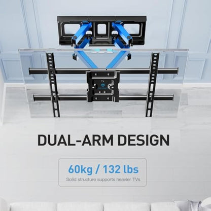 PERLESMITH TV Wall Bracket, for 37-85 Inch TVs up to 60kg, Swivel Tilt Extend TV Wall Mount, 55 65 inch Wall Brackets max VESA 600x400mm, PSPILFK1
