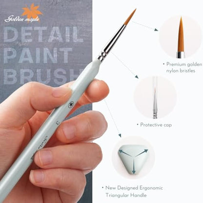 Golden Maple Miniature Paint Brushes Drybrush-18PCS Micro Detail Paint Brush Set, Small Fine Detail Model Brushes for Acrylics, Watercolors & Paint by Number, Figurine - Grayish Green