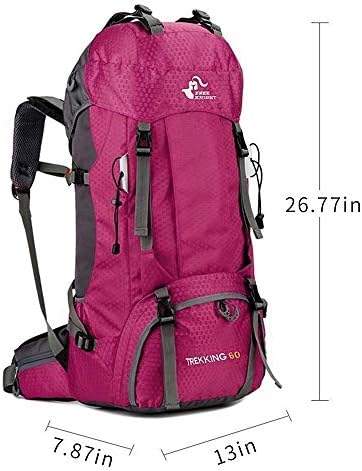 Bseash 60L Waterproof Hiking Camping Backpack with Rain Cover, Lightweight Outdoor Sport Travel Daypack Rucksack for Climbing Skiing