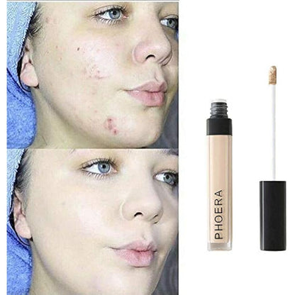 Phoera Full‑Coverage Matte Liquid Concealer – Waterproof, Oil‑Free Camouflage for Dark Circles, Acne Scars & Under‑Eye (106 - Chestnut)