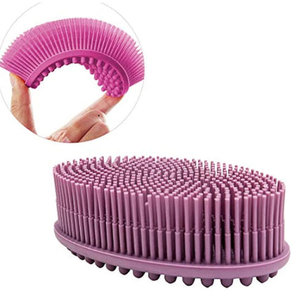 Body Brush,Silicone Body Bath Brush Double Side Back Scrubber Handle Bath Shower Brushes Scrubbers with Ultra Soft Bristles,Non-Slip
