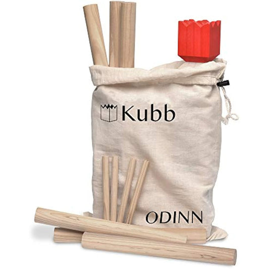 Toyfel Kubb Outdoor Game XXL Odinn – Indoor & Outdoor Kubb Game Made of FSC® Beechwood with Canvas Bag, Game of Skill for Kids & Adults – Premium Throwing Game Outdoor Swedish Chess nature