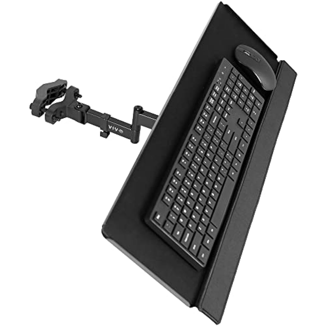 VIVO Steel Universal Full Motion Pole Mount, 26 Inch Keyboard and Mouse Tray, Ergonomic Tilt, 360 Degree Rotation, Neutral Writing Position, Black, Mount-POLEKB