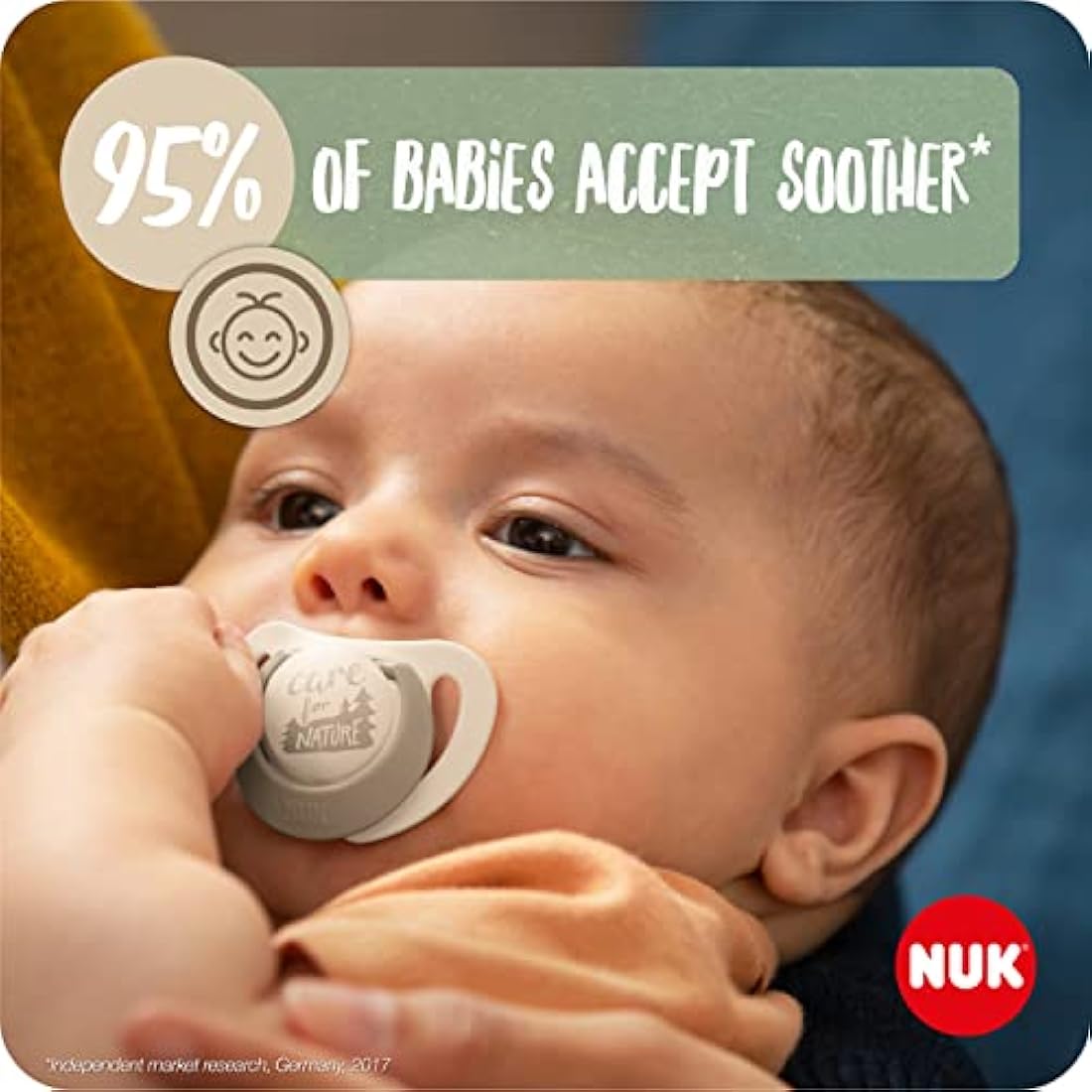 NUK for Nature Baby Dummy | 18-36 Months | Sustainable Rubber Soothers | Over 98% Natural Raw Materials | Eucalyptus Green | 2 Count