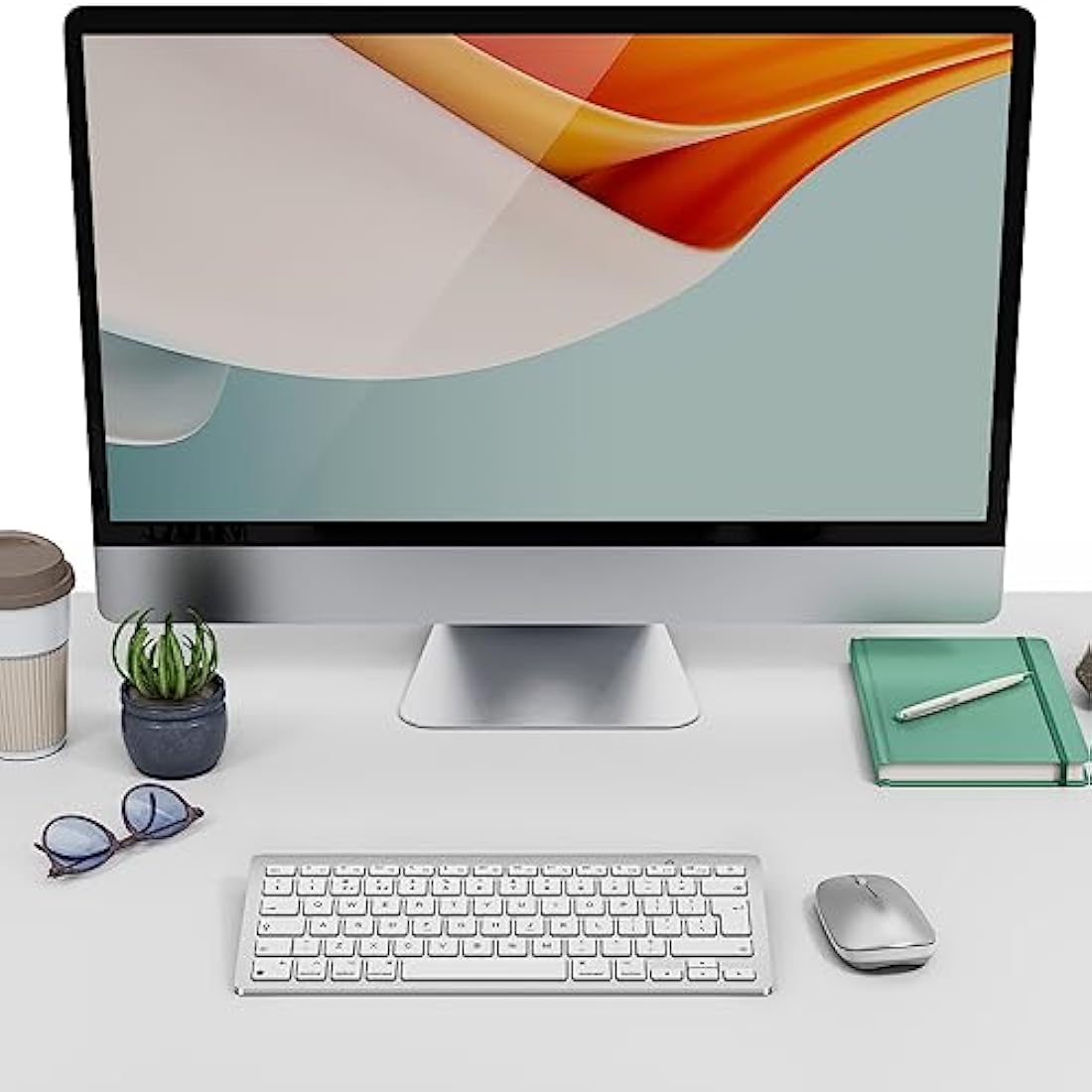 Bluetooth Keyboard and Mouse Set for Mac, OMOTON Ultra-Slim Wireless Keyboard and Mouse Combo for Apple Mac, MacBook Pro/Air, iMac, Mac Mini,Battery-powered, QWERTY UK Layout, Silver