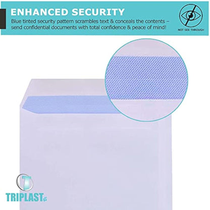 Triplast 50 x C4 Window Self Seal Security Envelopes (Size: 324x229mm) | Address Window, Self Sealing & Printer Safe Mailing Paper Envelopes | Ideal for Everyday Home, Office & Commercial Use