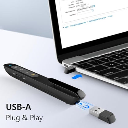 Norwii N27 Presentation Clickers, 328FT Powerpoint Clicker Wireless Presenter Remote, 2.4GHz Hyperlink Volume Presentation Clicker for Powerpoint Computer Laptop Mac(Black)