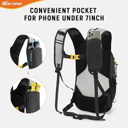 SKYSPER 15L Hiking Backpack Small Travel Daypack Breathable Lightweight Day Hike Rucksack with Shoulder Pocket Women Men