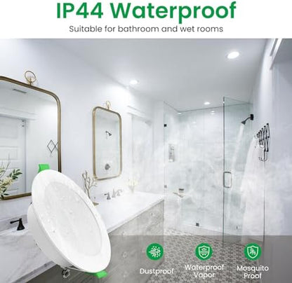 ALUSSO LIGHTING LED Downlights Dimmable Recessed Ceiling Lights 8W 850lm High Brightness, 3000K Warm 4000K Neutral 6500K Cool White Bathroom Spot Lights Ceiling Ultra Slim Spotlights IP44, 6 Pack