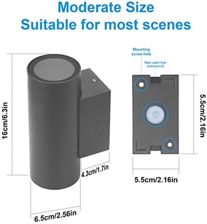 Klighten 2 pcs Outdoor Wall Light IP65 Up Down Outdoor Indoor Wall Lighting Modern Aluminum Wall Lamp for Garden Entrance Corridor Courtyard, Socket GU10, Bulb not Included, Dark Gray