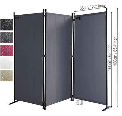 QUICK STAR Paravent 170 x 165 cm Fabric Room Devider Garden 3-Part Patrition Wall Foldable Balcony Privacy Screen Beige