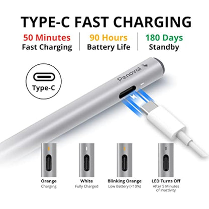 Penoval USI 2.0 Stylus Pen - 4096 Pressure, Magnetic, for Google Pixel Tablet, Amazon Fire Max 11, Lenovo Chromebook Duet, HP Chromebook X360 14b - Spare Tips Included