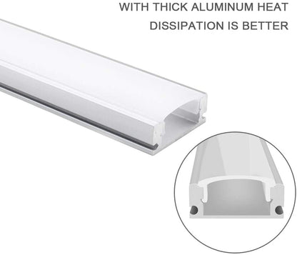 Jirvyuk Led Channel, 10 Pack 1m/3.3ft Led Profile Strip, Led Aluminum Channel and Diffuser for LED Strip Lights with Milky White Cover, End Caps,