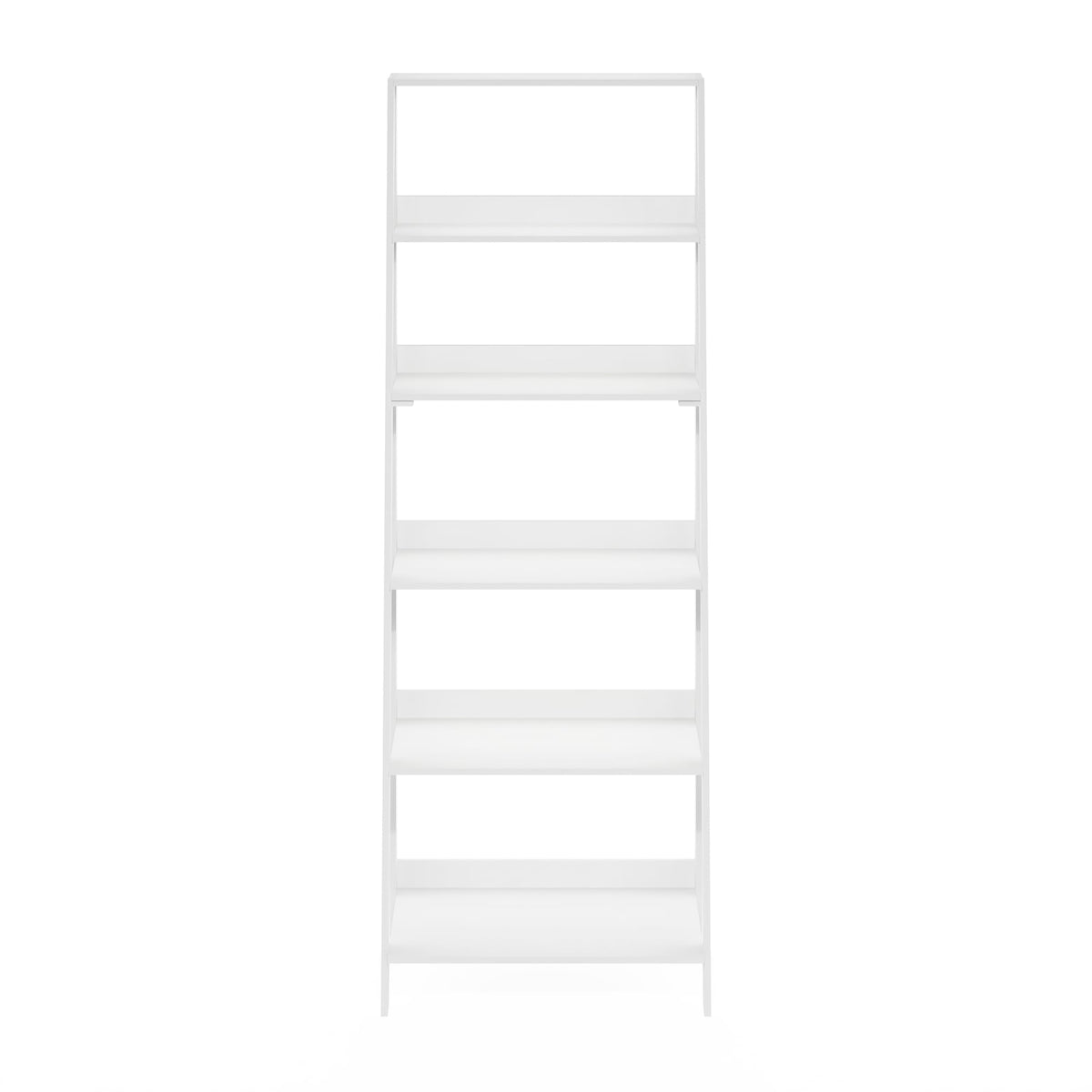 Furinno Ladder Bookcase Display Shelf, 6-Tier, White