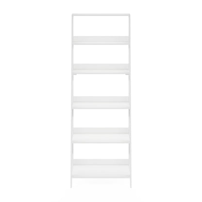 Furinno Ladder Bookcase Display Shelf, 6-Tier, White