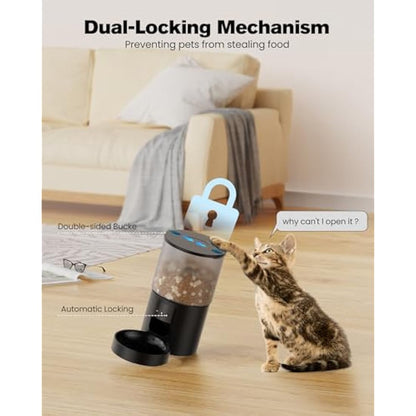 Automatic Cat Feeder Food Dispenser: Cat Feeder Automatic with Timer - 4L 2.4GHz WiFi Cat Food Feeder - Pet Automatic Feeder Auto Cat Bowls with 10s Voice Recorder APP Control Lockable Lid