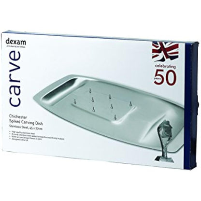 Dexam 17810117 Chichester Carving Dish with Spikes, s/s 45 x 27cm, Stainless Steel, Silver