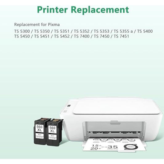 LIFOR PG-560 XL 560XL Black Ink Cartridges High Yield Replacement for Canon 560 Ink Cartridge PG560 XL PG-560XL for Pixma TS5350 TS7451 TS7450 TS5351 TS5350a TS5351 TS5352 (2 Black,2-Pack)