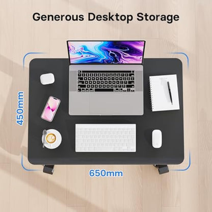BONTEC 65×45 cm Mobile Standing Desk with 4 Rolling Castors, Height Adjustable Desk on Wheels, Portable Stand Up Desk, Over-Bed Table for Living Room, Bedroom, Medical Use, Ergonomic, Space Saving