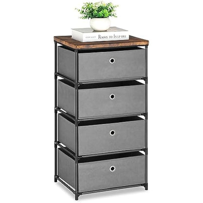 LIANTRAL Dresser with 4 Drawers, Fabric Chest of Drawers Storage Tower, Large Capacity Chest Cabinet Organizer Unit for Bedroom, Dorm, Hallway, Grey