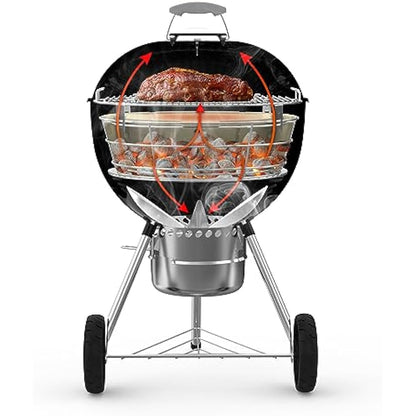 onlyfire Charcoal Firebox Kit,Stainless Steel Charcoal Ash Basket With Ceramic Heat Stone,BBQ Accessories for Weber 22-Inch Kettle Charcoal Grills