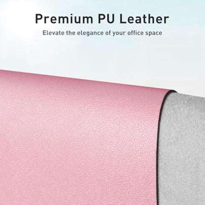 Aothia Leather Desk Pad Protector,Mouse Pad,Office Desk Mat, Non-Slip PU Leather Desk Blotter,Laptop Desk Pad,Waterproof Desk Writing Pad for Office and Home (80cm x 40cm, Fairy Pink)