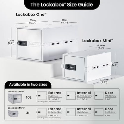 Lockabox One Opal White | Premium Lockable Storage Box | 10 Litre Combination Lock Box For Food, Medicine & Home Safety | BPA-Safe