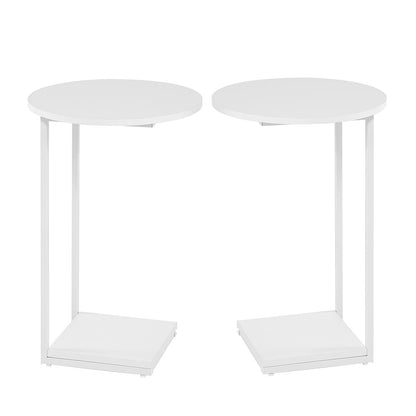 HDANI C-Shaped Side Table,Round End Table under Sofa,Bedside Table,Sofa Side Table with Metal Frame, Small Coffee Snack Table for Living Room