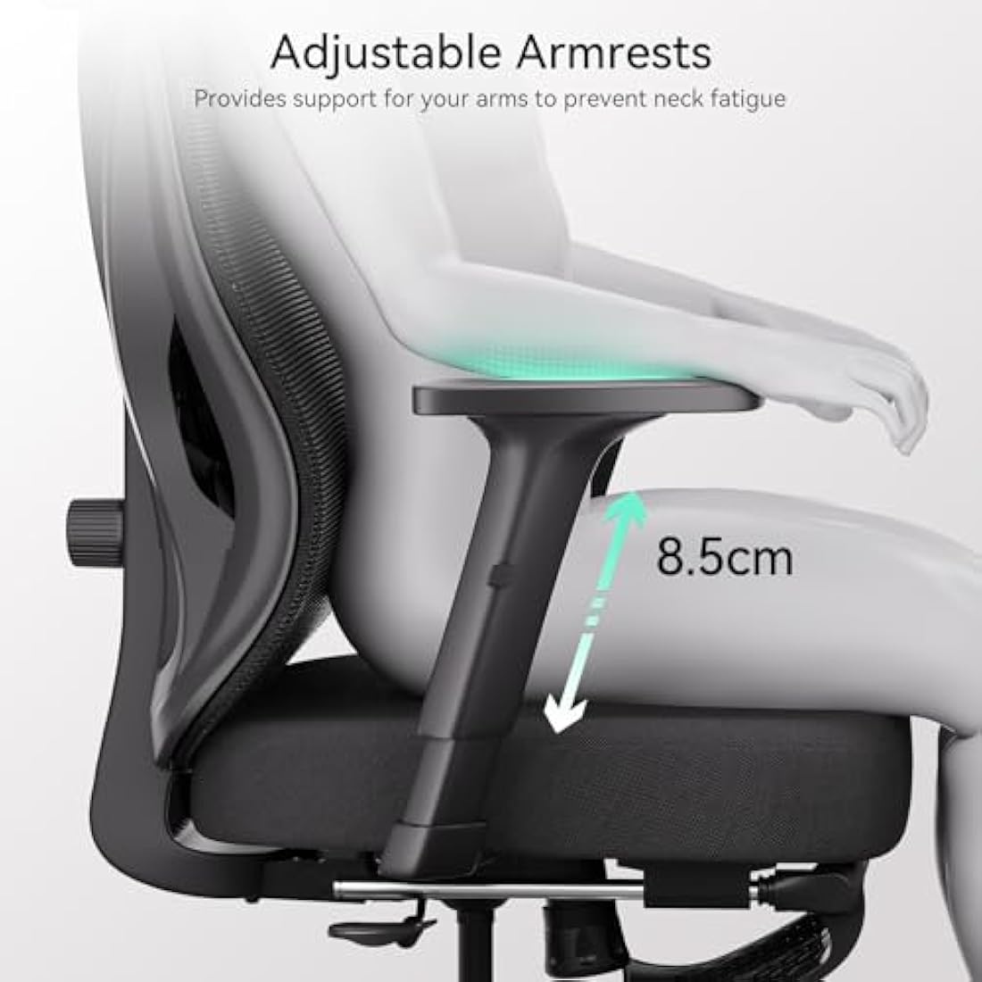 Hbada P5 Ergonomic Office Chair with Adjustable Headrest and Lumbar Support, Comfy Spring Seat Cushion Support Computer Chair Tilt Function Swivel Mesh with Footrest