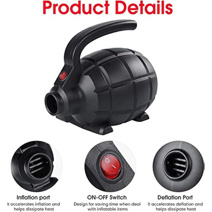 PPXIA Electric Air Pump Portable Air Track Pump, Quick-Fill Inflator Deflator with 4 Sizes Nozzle for Inflatables Mattress/Bed, Paddle Board, Gymnastics Mat