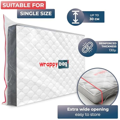 WRAPPYBAG – Protective Plastic Mattress Case/Mattress Bag — Single Size — Waterproof, Anti-Tear Storage Bag — For House Moves, Storage and Transport (38" x 80") - Pack of 2