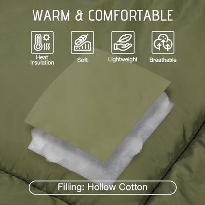 REDCAMP Wearable Camping Blanket Lightweight, Multifunctional Warm Travel Quilt Waterproof, Compact Wearable Poncho with Detachable Hood for Camping, Hiking (Army Green)