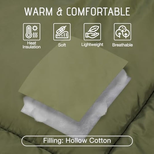 REDCAMP Wearable Camping Blanket Lightweight, Multifunctional Warm Travel Quilt Waterproof, Compact Wearable Poncho with Detachable Hood for Camping, Hiking (Army Green)