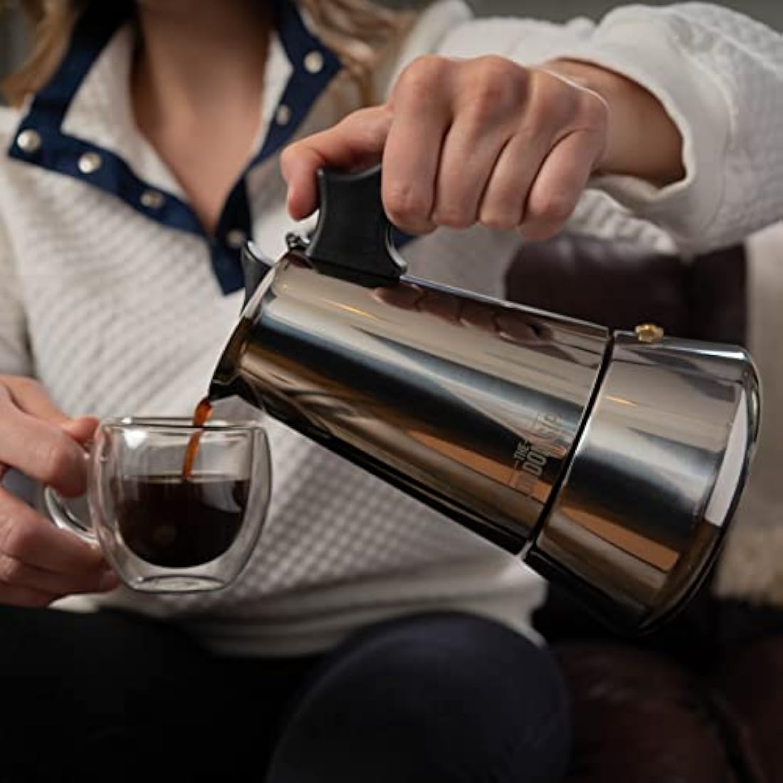 The London Sip Stainless Steel Induction Stovetop Espresso Maker - Make Cafe Quality Italian Style Coffee at Home with This Premium Moka Pot in Modern Chrome Company. (Silver, 3 Cup)
