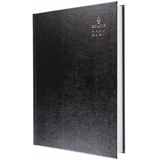 Collins Standard Desk 2025 Diary for Professionals - A4 Two Pages to a Day Business Diary - Black - (47.99-25) - Premium Business Planner with Hardback Leathergrain Covers