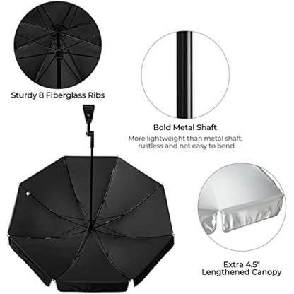 G4Free UPF 50+ Universal Clamp On Umbrella Adjustable Outdoor UV Protection Beach Chair Umbrella for Strollers, Wheelchairs, Patio Chairs, Golf Carts and Beach