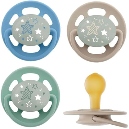 nip Round Shape soothers 0-6, Pack of 4 Black & White, from Birth, Glow in The Dark, Made in Germany