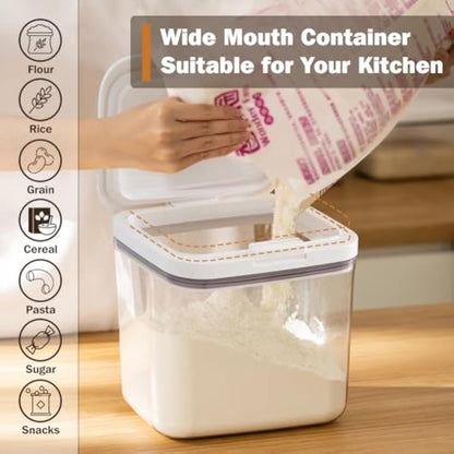 ZgoEC Rice Storage Container Airtight 4.5 L+2.8 L, Flour Container for Storage with Measuring Cup, Grain Container, Dry Food Storage Container, Plastic Cereal Dispenser for Kitchen Baking Flour