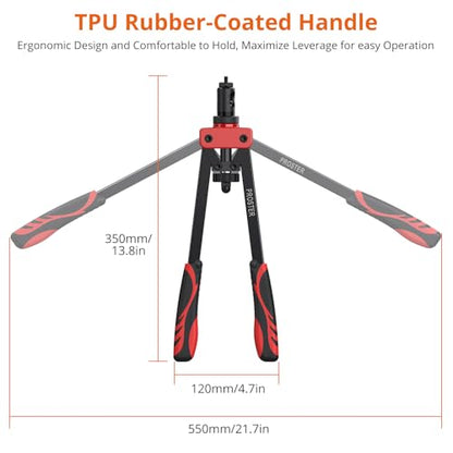 Proster Rivet Nut Tool 14" - Rivet Nut Gun with 150Pcs M3 M4 M5 M6 M8 M10 Rivet Nuts 6Pcs Metric Mandrels Heavy Duty Hand RIV Nut Gun Thread Setter Kit Red