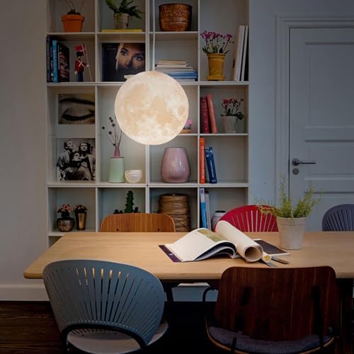 KRUIHAN 3D Print Led Moon Lamp Hang Ceiling Lamp Moon Light Night Light for Kids Room Restaurant Bed Room Living Room 30CM