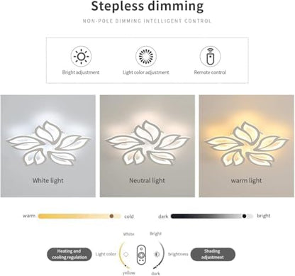 Comely LED Ceiling Light Dimmable, 45W Flower Chandeliers Ceiling Light with Remote Control Colour Changing Bedroom Ceiling Lamp, 5 Leaves Modern Ceiling Lighting for Living Room Dining Room