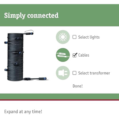 Paulmann 93931 Outdoor Plug & Shine Cable IP68 15m 1 in-7 Out 2x1,5mm² Black Plastic, 1500 x 1.5 x 1.5 cm