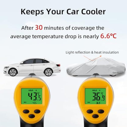 Car Cover, Ohuhu Universal Full Car Covers Outdoor Indoor, All Weather Protection Auto Cover Windproof Snowproof Dustproof Scratch Resistant UV Protection, Fit Sedan (191"-201"/ 485-510cm)