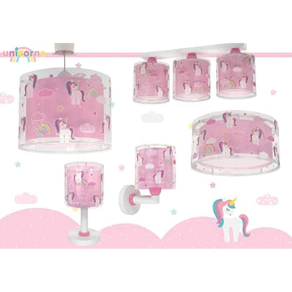 Dalber Children's Ceiling Light for Unicorns, Animals, Pink