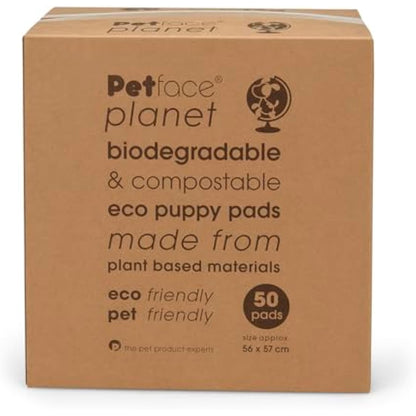Petface Planet Compostable & Biodegradable Puppy Pads, Pack of 50 Eco-Friendly Pads, 56 x 57 cm